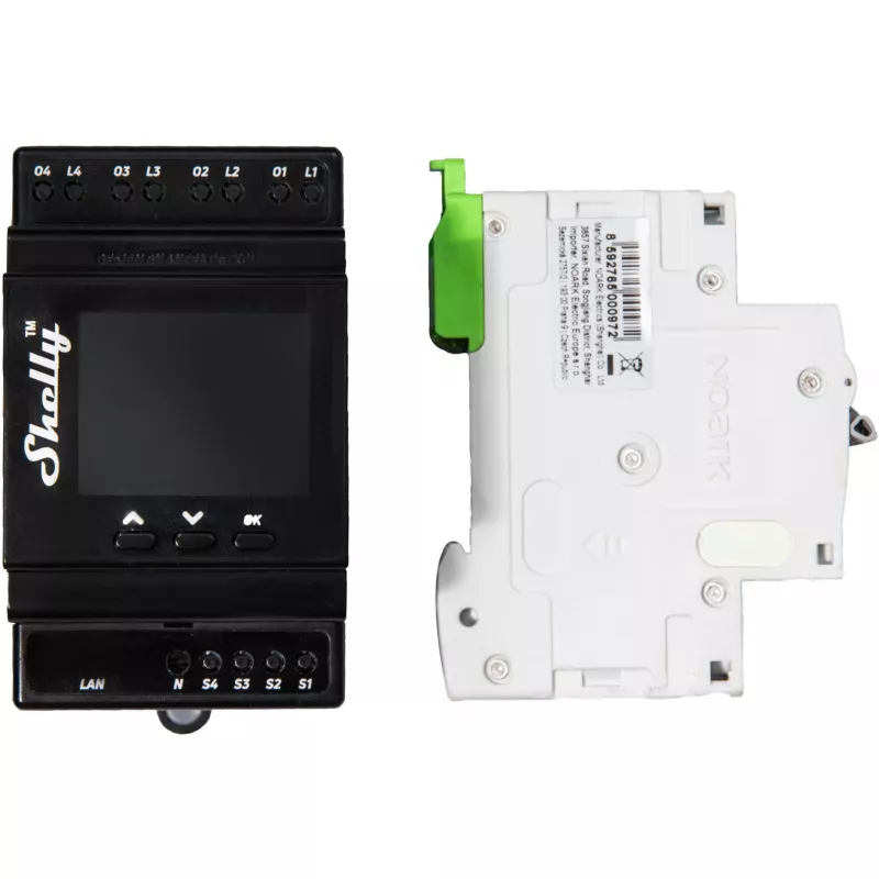 DIN-Schienen-Relais-Modul Shelly 4-Kanal Pro 4PM Wi‑Fi, 4 Kanäle, AC 110–240 V, Leistungs- und Energiemessung, DIN-Montage