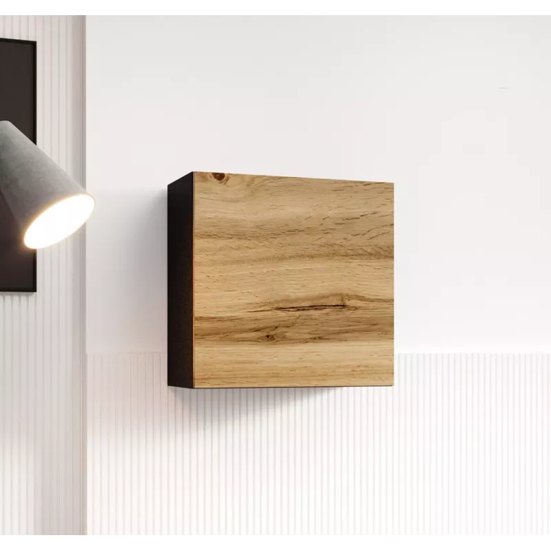 Cama Wohnzimmer-Schrankset VIGO 22 schwarz/Wotan-Eiche
