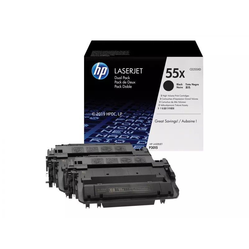 HP 55X 2er-Pack Hohe Reichweite Schwarz Original LaserJet Tonerkartuschen