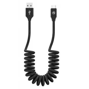 USB-zu-USB-C-Datenkabel Tellur Extendable 3A 1,8 m Schwarz