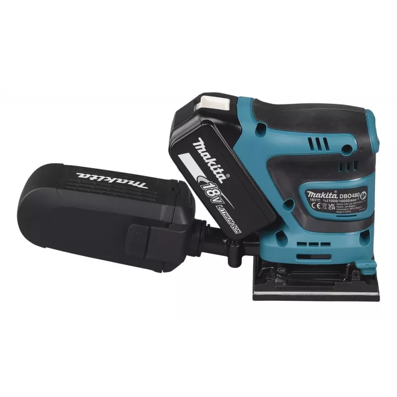 Makita DBO480Z tragbarer Schwingschleifer, Exzenterschleifer, 14000 OPM, Schwarz, Blau, 210 W