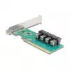 DELOCK PCIe x16 Bifurkationskarte auf 4× interne SFF-8643 NVMe, Low-Profile