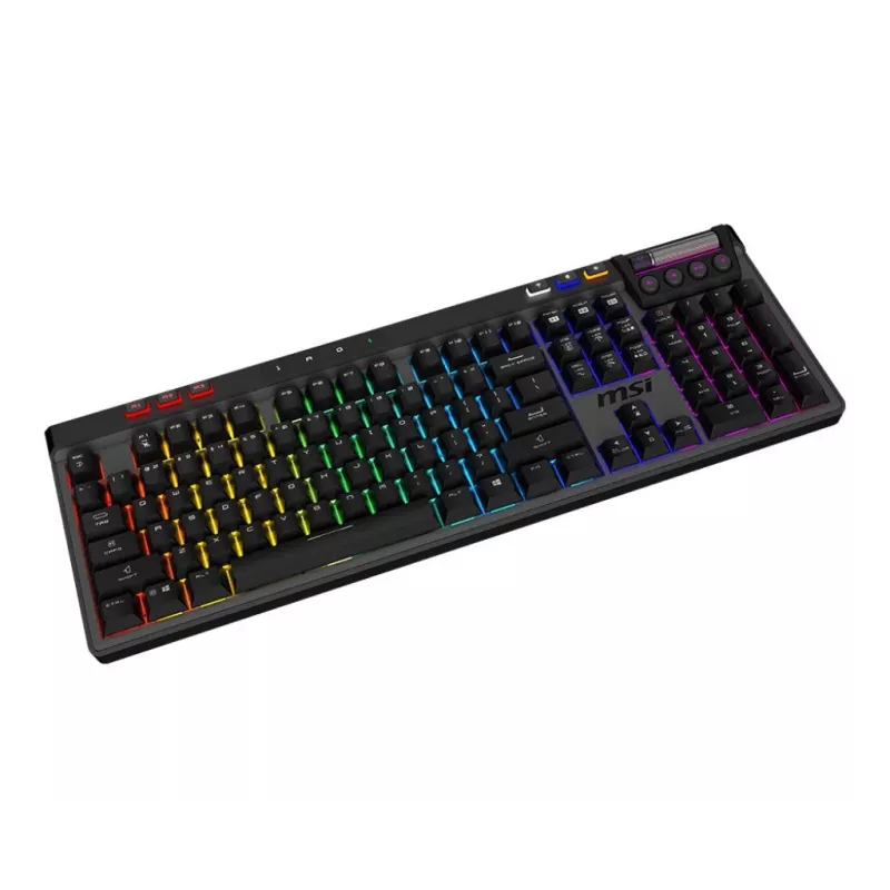 Mechanische Gaming-Tastatur MSI Strike Pro W Silent US-Layout RGB-Beleuchtung, kabelgebunden, taktile Silent-Schalter