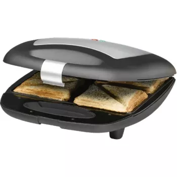 Sandwichmaker Rommelsbacher ST 1410 — 4 Sandwiches, 1400 W, antihaftbeschichtete Platten, schwarz/silber