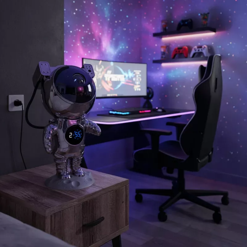 Hawk HW-STAR02 Astronaut Star Projector mit Uhr Ghrome Edition