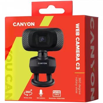 CANYON Webcam C3 HD 720p Schwarz