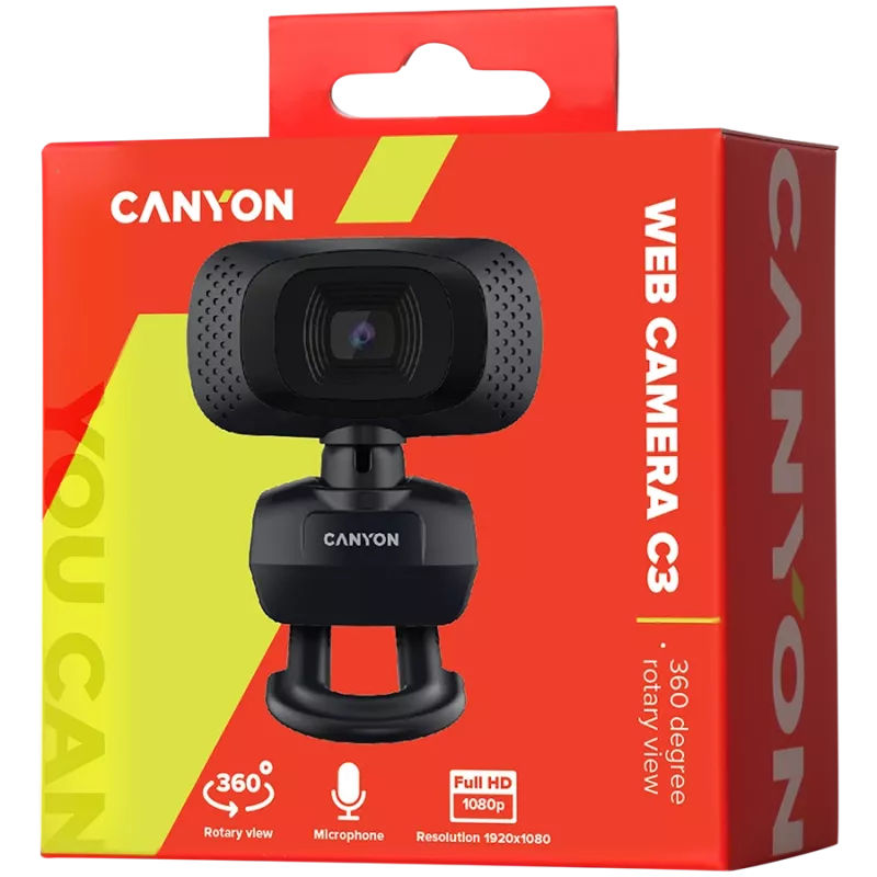 CANYON Webcam C3 HD 720p Schwarz