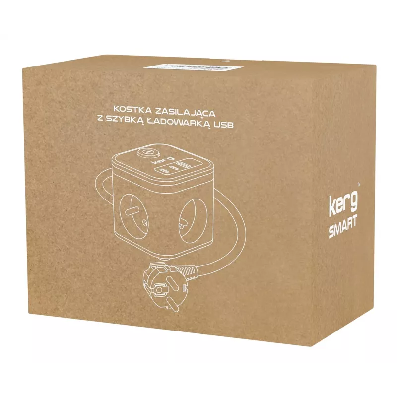 Mehrfachsteckdose Kerg SMART – 3 AC-Steckdosen Typ F mit 3 USB (2×A + 1×C), 1,5 m Kabel, 16 A 230 V, schwarz