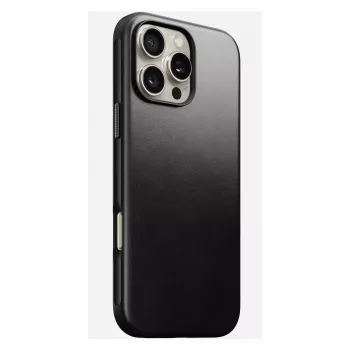 Handyhülle Nomad Modern Leather Case für iPhone 16 Pro Max, 6,9 Zoll (17,5 cm), schwarz, Leder+PC+TPU