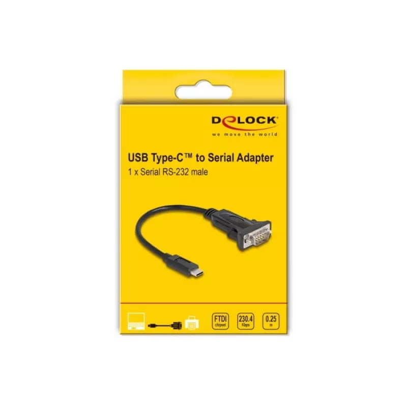 DeLOCK Adapter USB Type-C zu RS-232 D-Sub 9-polig Stecker 0,25 m