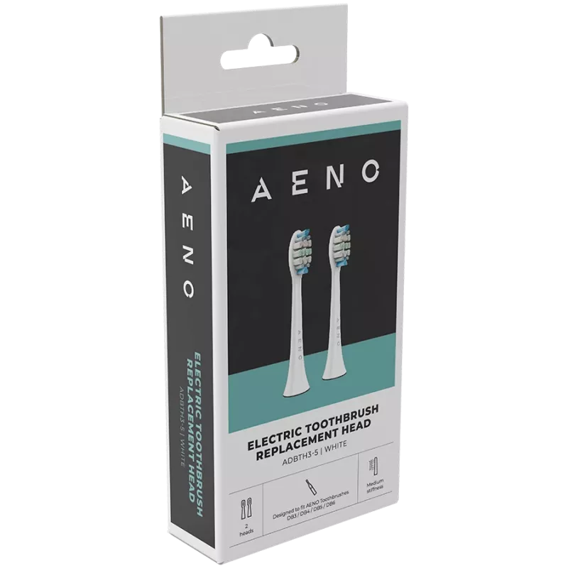 AENO Ersatzbürstenköpfe, Weiß, Dupont-Borsten, 2er-Set (für ADB0003/ADB0005 und ADB0004/ADB0006)