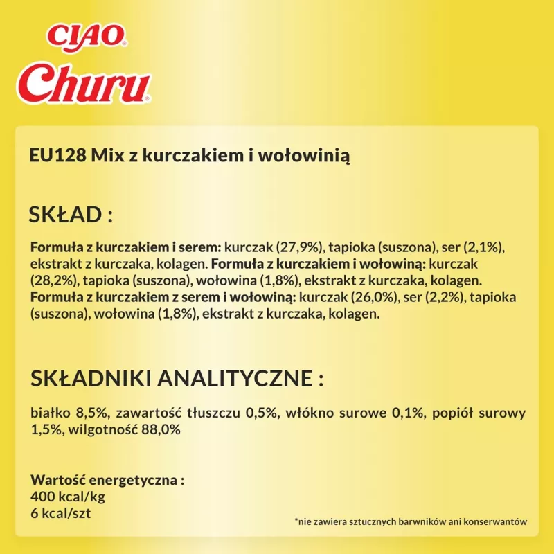 Katzensnacks INABA Churu Sortimentsbox — Huhn und Rind, 20 x 14 g Tuben