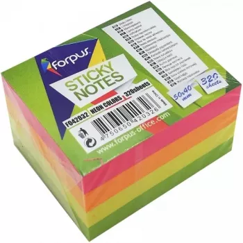 Haftnotizen Forpus, Neon, 50x40mm, sortiert, Würfel (1x320)