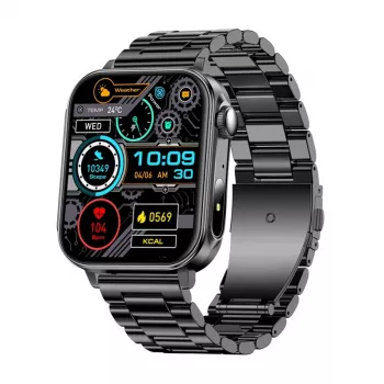 Smartwatch Colmi P80 Stahl Schwarz mit Bluetooth und Herzfrequenzmesser