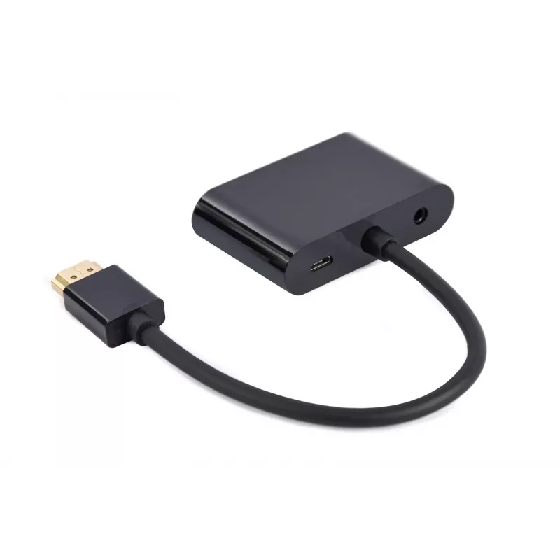 HDMI-zu-VGA-Adapter GEMBIRD A-HDMIM-HDMIFVGAF-01, HDMI-Stecker auf VGA-Ausgang, 0,15 m, schwarz