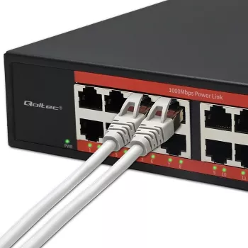 Netzwerk-Switch QOLTEC 52364 — Gigabit Ethernet PoE 16xRJ45, 2xSFP