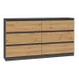 Kommode Top e Shop M6 140 ANT/ART, 6 Schubladen, Anthrazit Eiche, 1380×750×400 mm