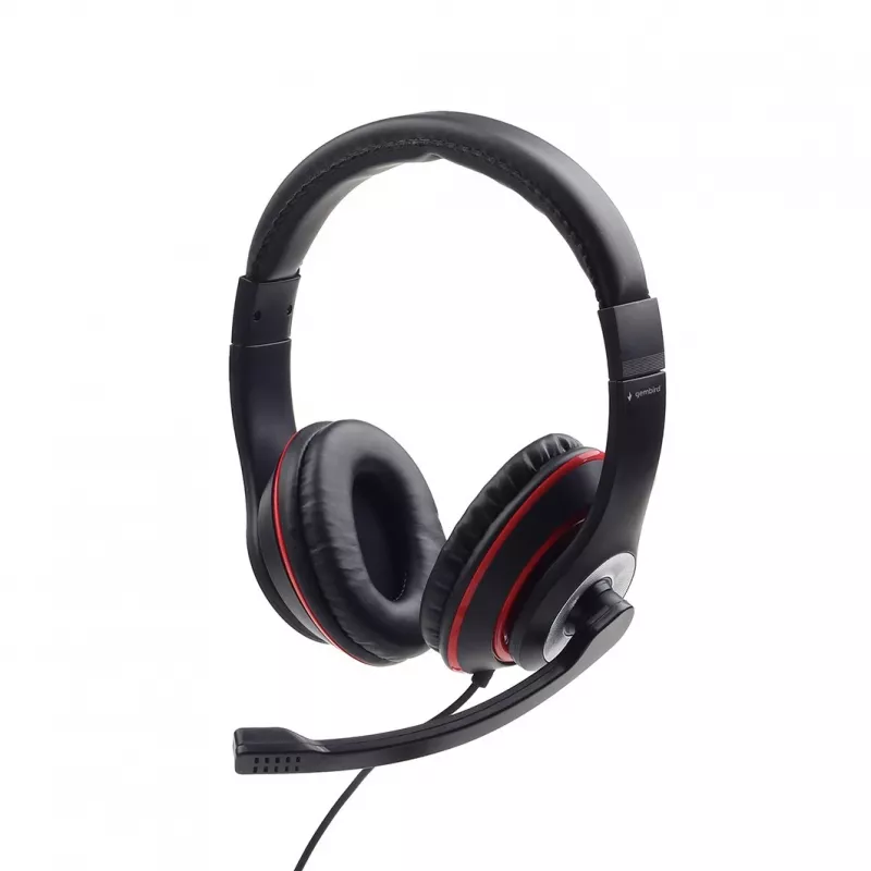 Kabelgebundenes Gaming-Headset GEMBIRD MHS-03-BKRD — binaural, ohrumschließend, 3,5 mm, 1,8 m Kabel, rot/schwarz