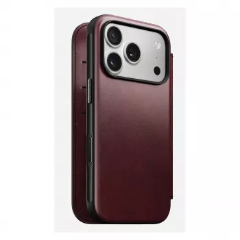 Handyhülle Nomad Modern Leather Folio für Apple iPhone 17 Pro, 6,3 Zoll (16 cm), Leder burgunderrot
