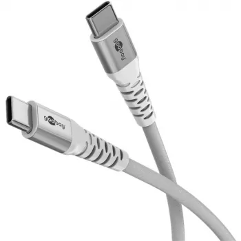 super-soft USB 2.0 geflochtenes Kabel, USB-C Stecker > USB-C Stecker (Weiß, 3 Meter)
