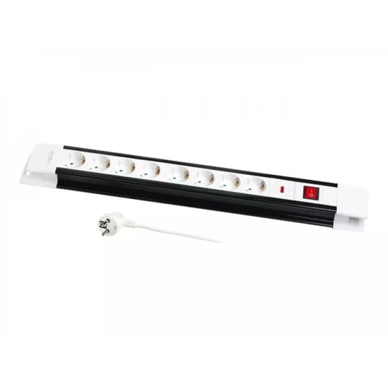 Power Extension LogiLink LPS207 3m 8 AC Outlets Schwarz White