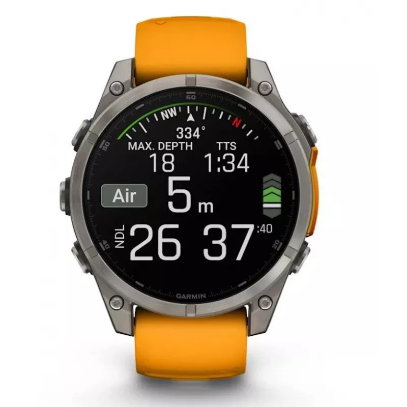 Garmin fenix 8 3,56 cm (1,4) AMOLED 47 mm Digital 454 x 454 Pixel Touchscreen Graphit Wi-Fi GPS (Satellit)