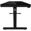 Höhenverstellbarer Gaming-Schreibtisch mit zwei Motoren, Sitz-/Stehfunktion, kabellosem Ladegerät, RGB-Beleuchtung, Bedienfeld und USB-Anschlüssen, Tischplatte aus gehärtetem Glas, schwarz