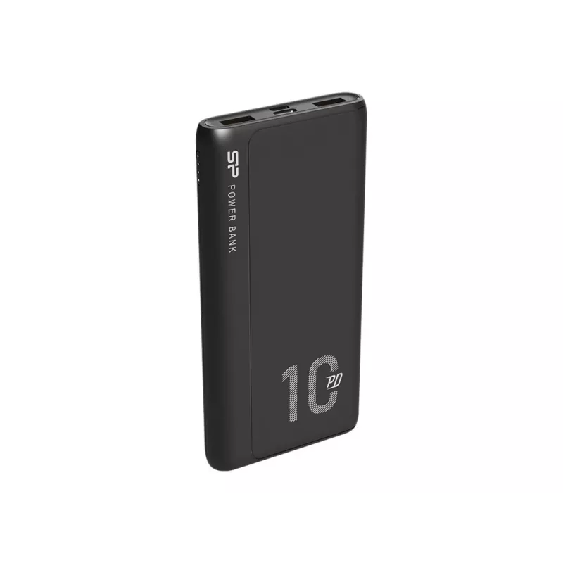 Powerbank Silicon Power QP15 10000 mAh, LiPo, 2x USB-A + 2x USB-C, Micro-USB-Eingang, schwarz