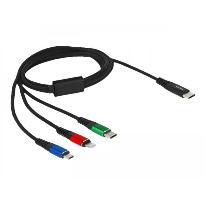 DeLOCK USB-Ladekabel 3-in-1 USB Type-C auf Lightning Micro-USB 1 m