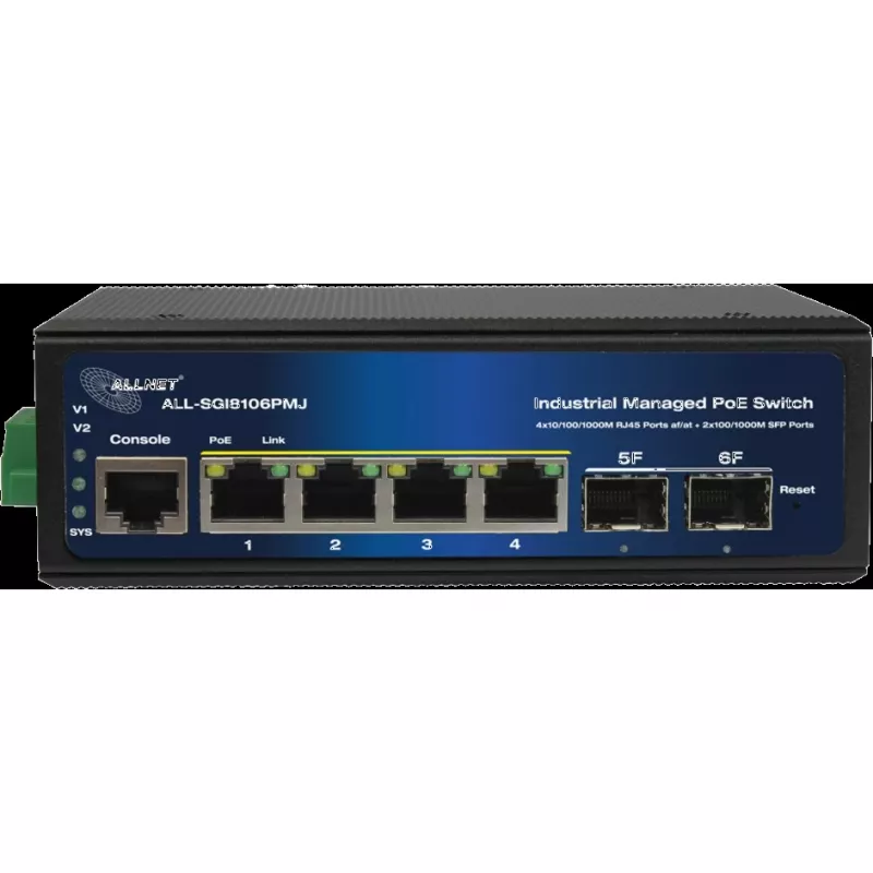 Managed Industrial PoE Switch ALLNET ALL-SGI8106PMJ 4 PoE + 2 Uplink Ports