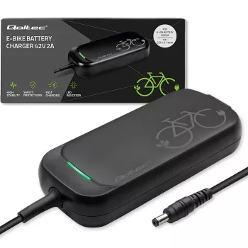 E-Bike-Ladegerät QOLTEC 50332 — 36V/42V Ausgang, 2A, 5,5×2,1 mm Stecker
