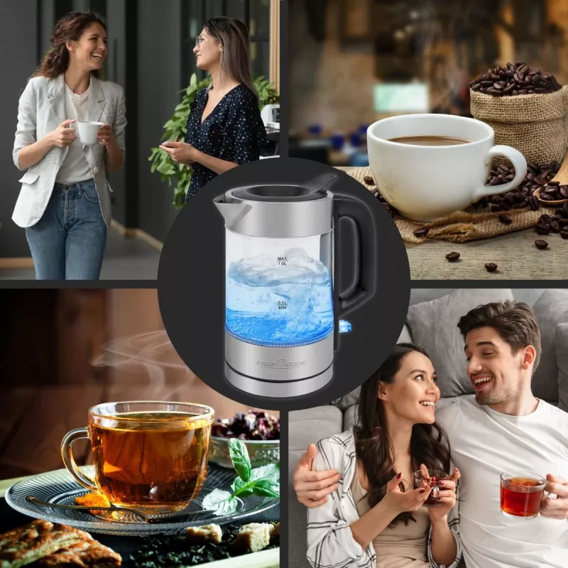 ProfiCook PC-WKS 1229 G Wasserkocher 1 L 1600 W Edelstahl, Transparent