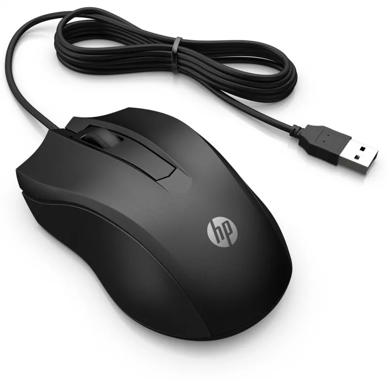 HP Kabelgebundene Maus 105, beidhändig, Optisch, USB Typ-A, 1600 DPI, Schwarz