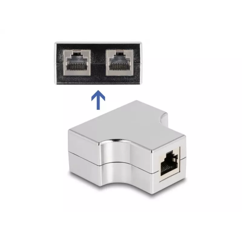 DeLOCK RJ45 Splitter T Adapter 1 x RJ45 Buchse auf 2 x RJ45 Buchse Cat.5e STP