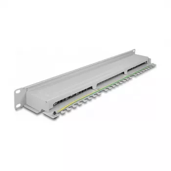 DeLOCK 19 Zoll Patch Panel 16 Port Cat.6A 1HE grau Metall Rack