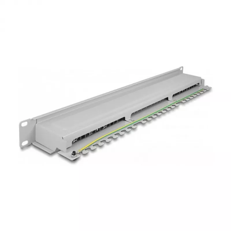 DeLOCK 19 Zoll Patch Panel 16 Port Cat.6A 1HE grau Metall Rack