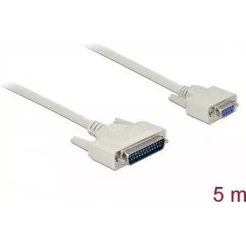 Serielles Kabel DELOCK 86876 D-Sub 25 Pin auf D-Sub 9 Pin, beige, 5 m