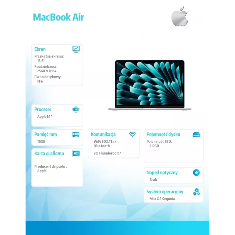 MacBook Air 13,6 Zoll: M4 10/10, 16 GB, 512 GB SSD, 35 W, GER – Silber