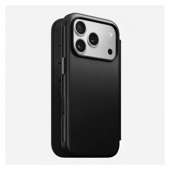 Handyhülle aus Leder Nomad Modern Leather Folio Cover für iPhone 17 Pro, 16 cm (6,3 Zoll), schwarz, 4 Kartenfächer