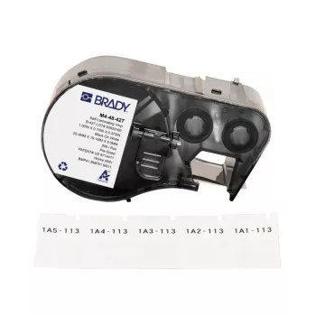 Brady, M4-48-427, selbstlaminierendes Vinyl, Weiß/Transparent, 19,05 x 9,53(25,40) mm, permanent, für Kabeldurchmesser von 2,70 – 5,10 mm (200 St.) (170752)