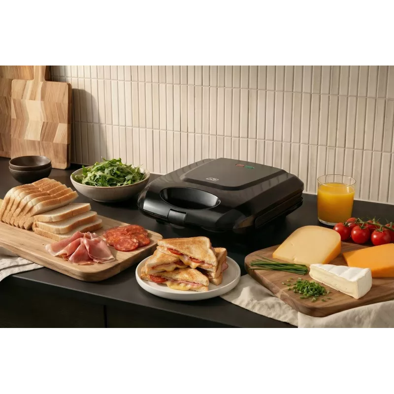 Promis STP 25 XXL Sandwichmaker, 4 Toasts, 1400 W, Schwarz