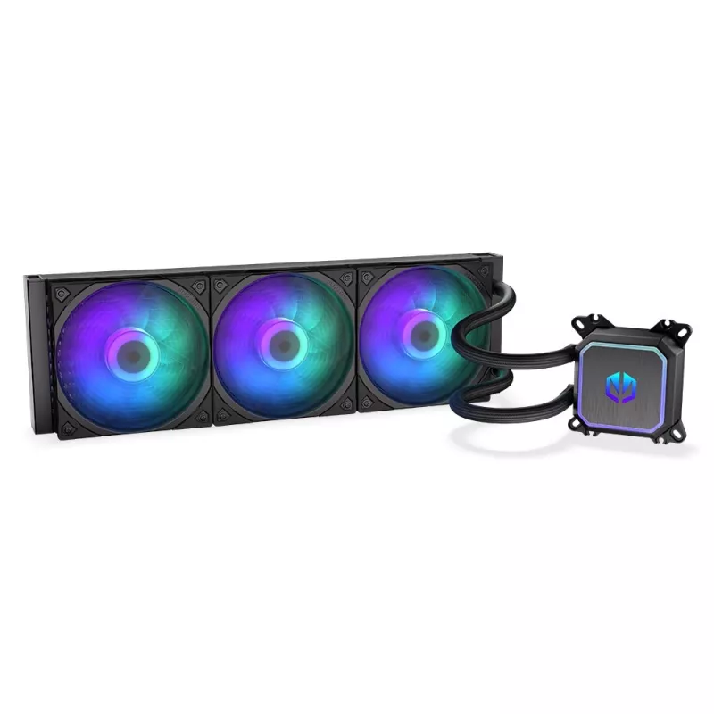 All-in-One-Flüssigkeitskühler ENDORFY Navis F360 ARGB Schwarz — 360-mm-Radiator, 3x 120×25 mm Lüfter, 250–1800 U/min, Pumpe 1600–2600 U/min, Unterstützung für LGA 1700/AM5/AM4
