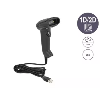 Handheld-Barcodescanner DeLOCK USB 1D 2D German Version