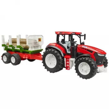 Bruder ROADMAX Traktor mit Rückeanhänger und 3 Baumstämmen, Spielfahrzeug