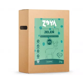 Trockenhundefutter ZOYA ColdPRO Hirsch 3 kg — ausgewachsene Hunde, Monoprotein-Hirschrezeptur, 26 % Protein, 9,5 % Fett