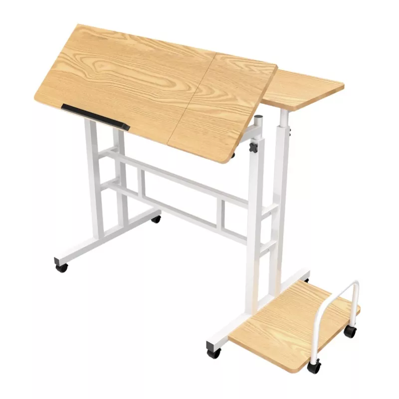 Maclean mobiler Laptop-Tisch, weiß, 80x60cm, 50kg max, höhenverstellbar 67-115cm, MC-124 W