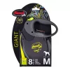 Rollleine Flexi NEON GIANT M — 8 m Bandleine, max. Belastung 25 kg, ergonomischer Griff, schwarz/gelb