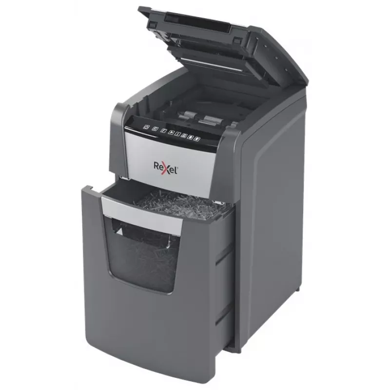 Rexel Optimum AutoFeed+ 130X Aktenvernichter Kreuzschnitt 55 dB 22 cm Schwarz, Silber