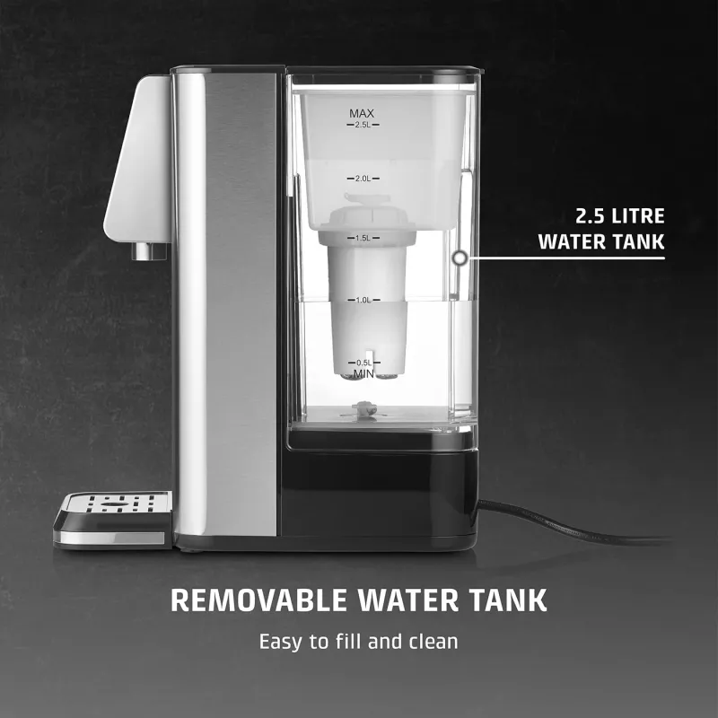 Caso Turbo Heißwasserspender | HW 620 | Wasserspender | 2600 W | 2,5 L | Kunststoff/Edelstahl | Schwarz/Edelstahl