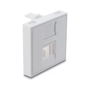 Einrastbare 45×45 mm Keystone-Modulabdeckung DELOCK Easy 45 für 1 Port, ABS, weiß, mit Staubschutzkappe